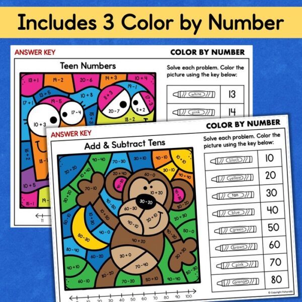 1st grade math color by number