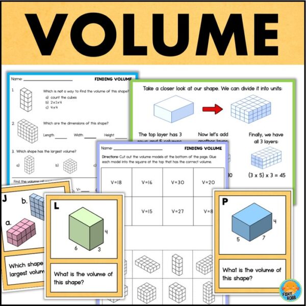 volume of 3d shapes worksheets and task cards