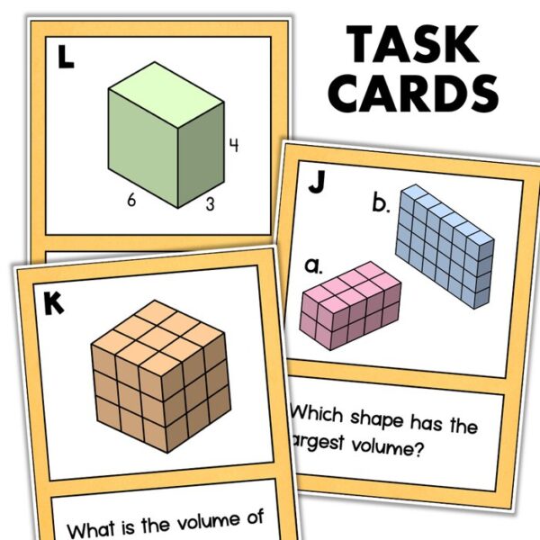 volume of 3d shapes task cards