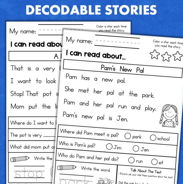 kindergarten reading comprehension worksheets