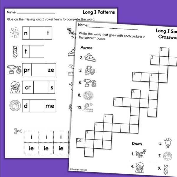 Long I vowel teams worksheets