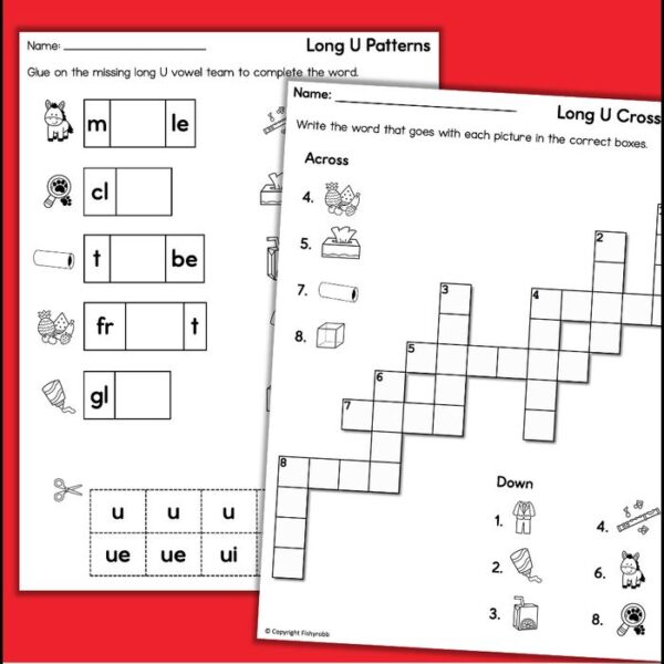 long u vowel teams worksheets