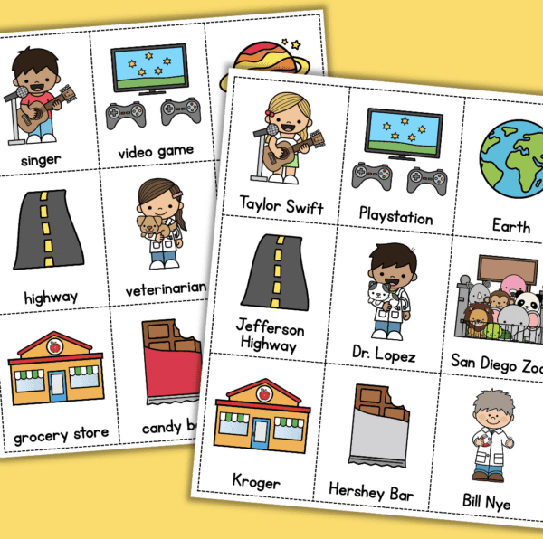 common and proper nouns word cards