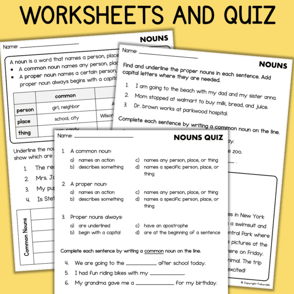 common and proper nouns worksheets