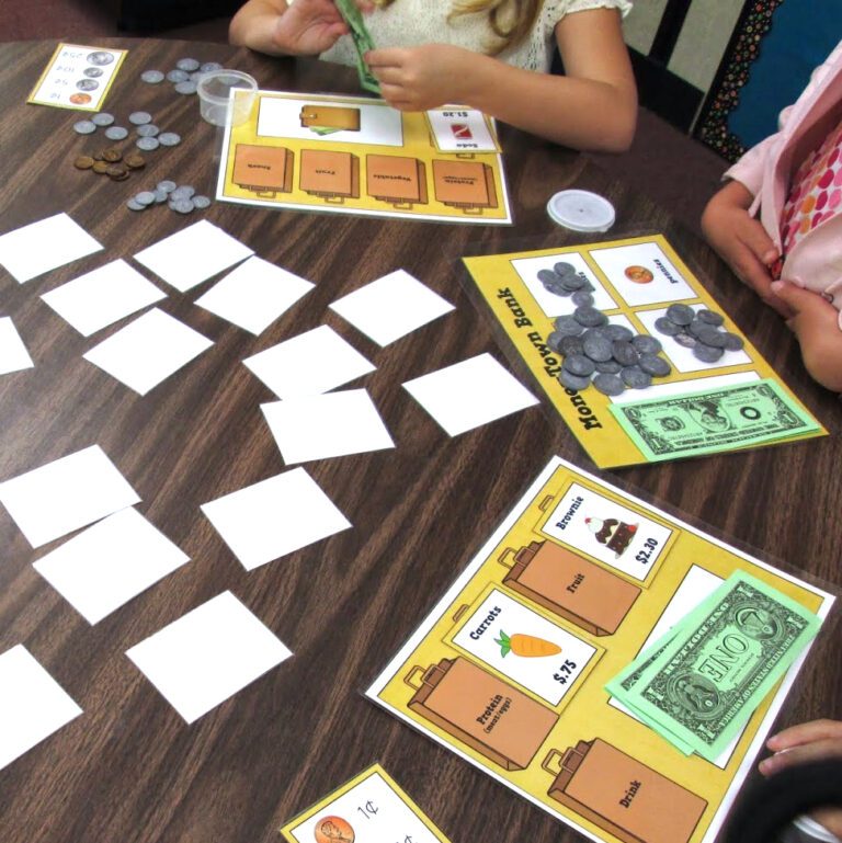 student playing a game to learn how to count money