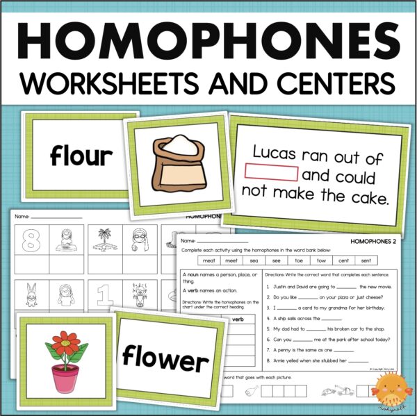 homophones centers and worksheets