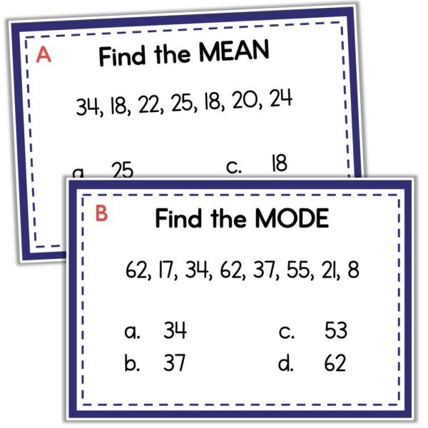 mean median mode range task cards