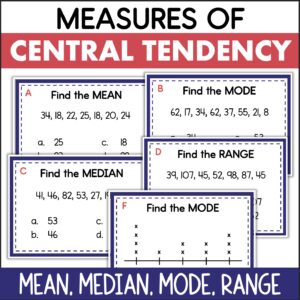 mean median mode range task cards