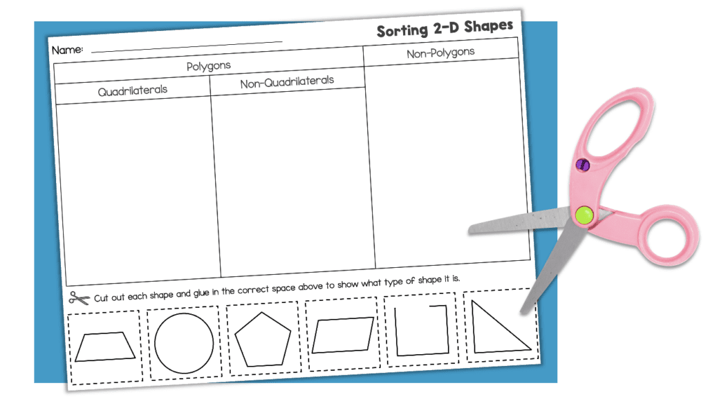 polygons sort worksheet with scissors