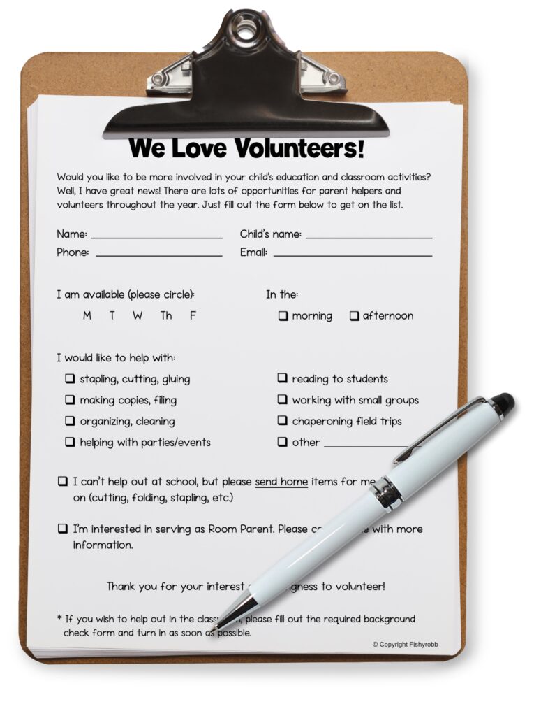 ideas for parent volunteers in the classroom