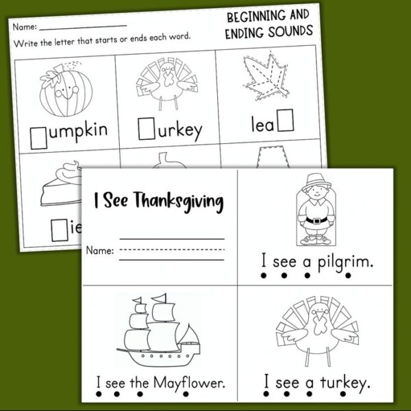 kindergarten thanksgiving worksheets math and reading