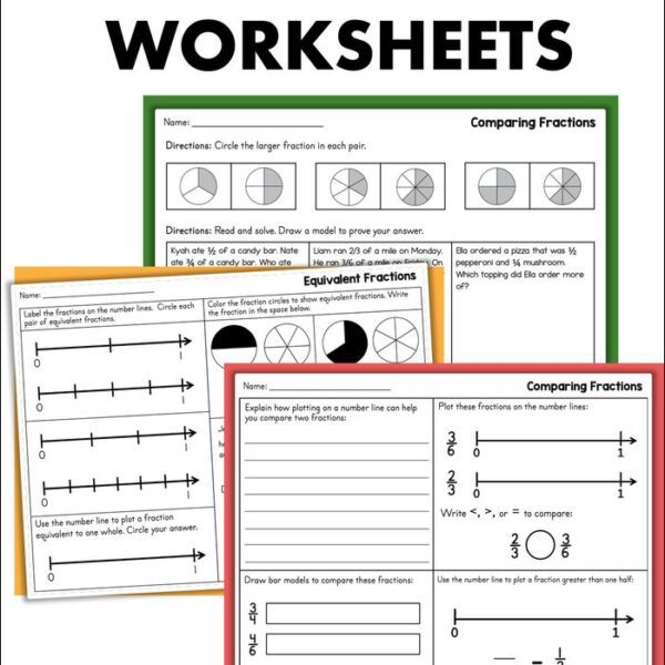 Comparing Fractions Worksheets Posters Task Cards - Fishyrobb