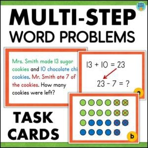 Addition and Subtraction 2 Step Word Problems Task Cards