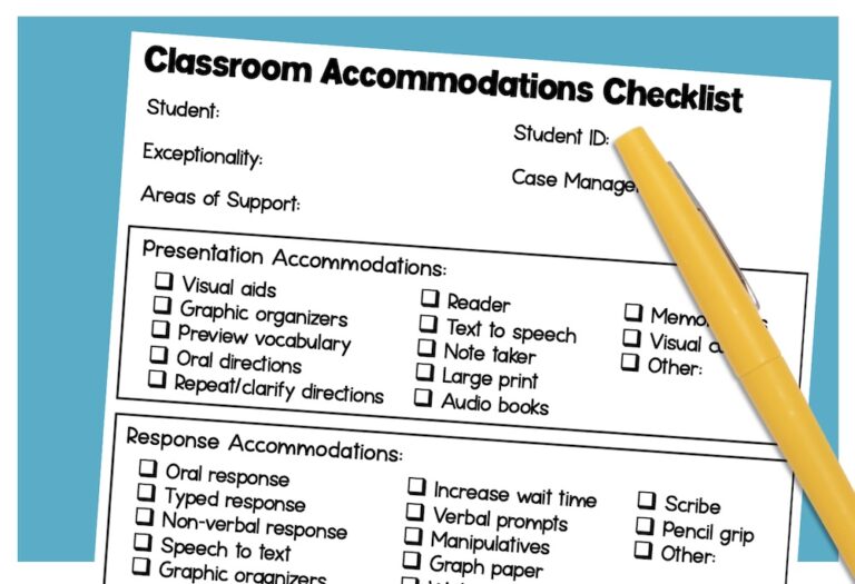 accommodations checklist