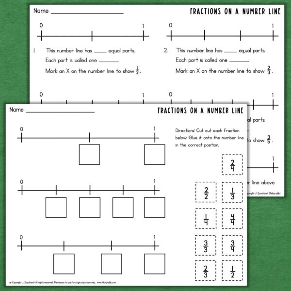 fractions on a number line worksheets