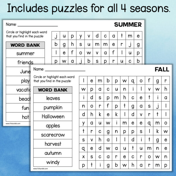 fall word search