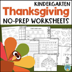 kindergarten thanksgiving worksheets math and reading