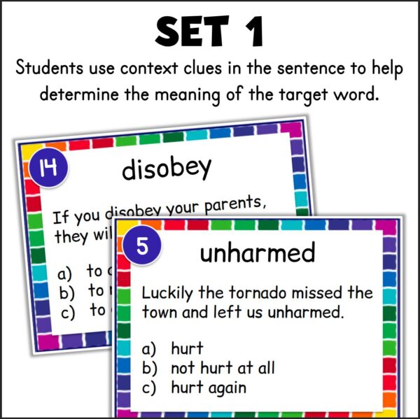 prefixes and suffixes task cards