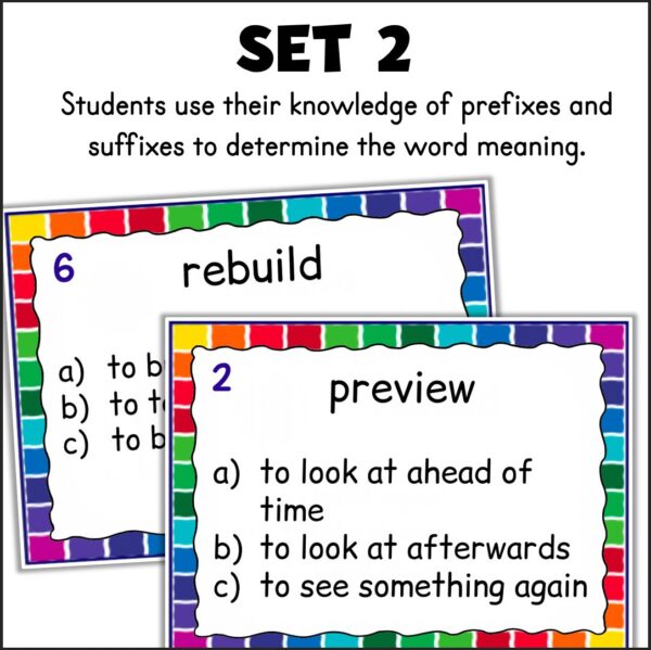 prefixes and suffixes task cards