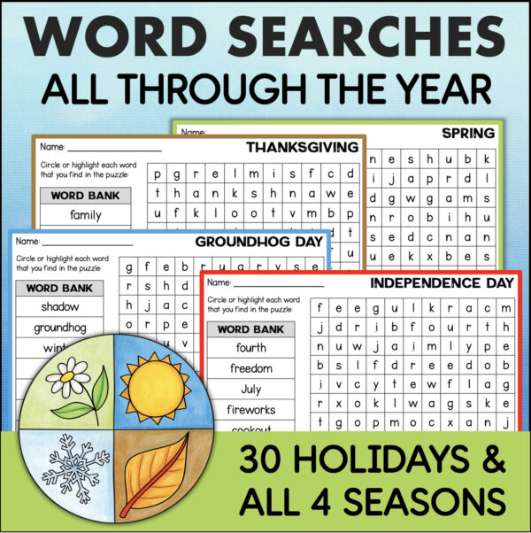 holiday word searches