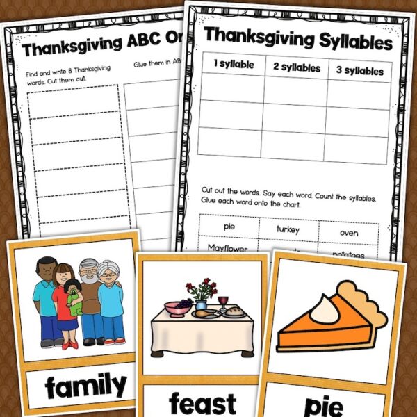 thanksgiving word wall and worksheets