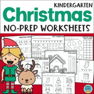 kindergarten christmas worksheets math and reading