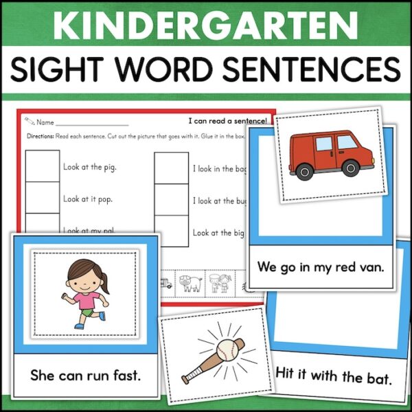 kindergarten sight word sentences